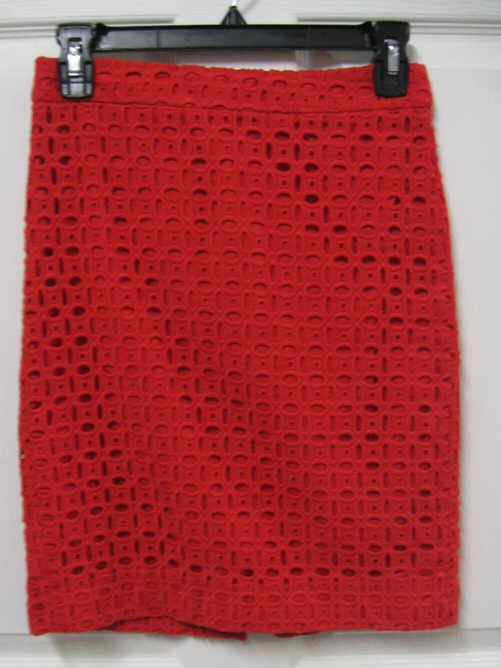 J. Crew No. 2 Pencil Skirt Red Eyelet Size 00